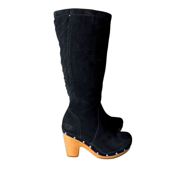 UGG Rumer Tall Black Suede Heeled Boot Size 6 - Picture 3 of 9